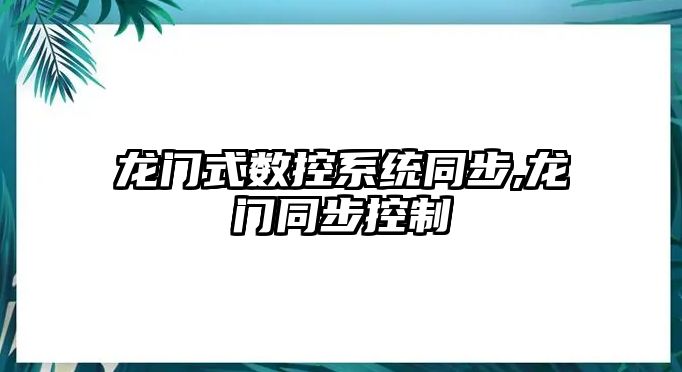 龍門式數控系統同步,龍門同步控制