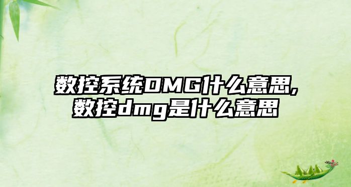 數控系統DMG什么意思,數控dmg是什么意思