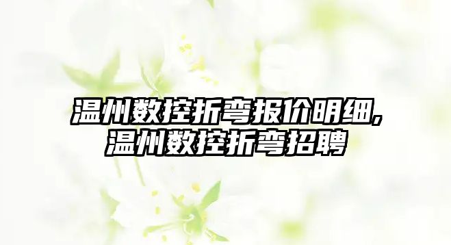 溫州數控折彎報價明細,溫州數控折彎招聘