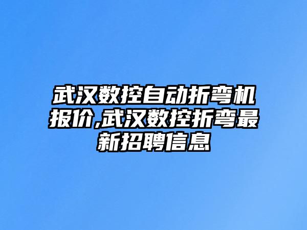 武漢數控自動折彎機報價,武漢數控折彎最新招聘信息