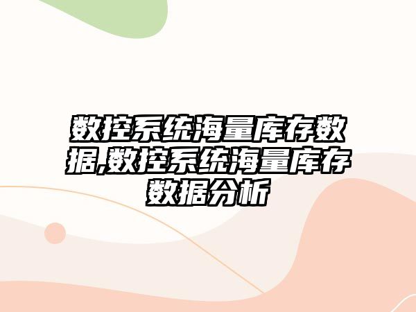 數控系統海量庫存數據,數控系統海量庫存數據分析