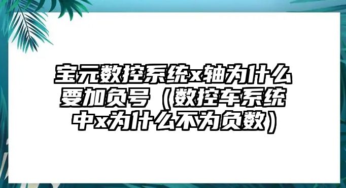 寶元數控系統x軸為什么要加負號（數控車系統中x為什么不為負數）