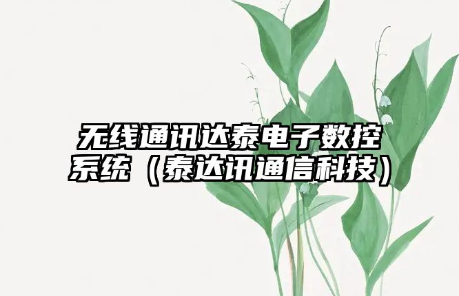 無線通訊達泰電子數控系統（泰達訊通信科技）