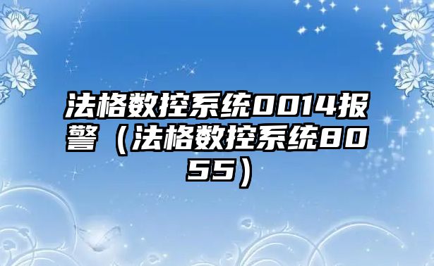 法格數控系統0014報警（法格數控系統8055）