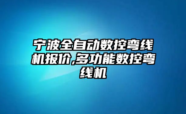 寧波全自動數控彎線機報價,多功能數控彎線機