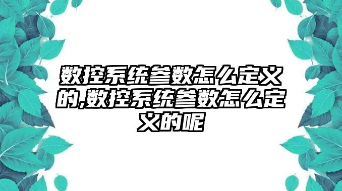 數控系統參數怎么定義的,數控系統參數怎么定義的呢