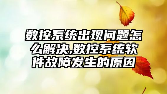 數控系統出現問題怎么解決,數控系統軟件故障發生的原因