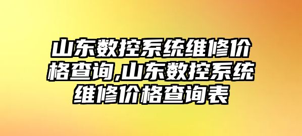 山東數控系統維修價格查詢,山東數控系統維修價格查詢表