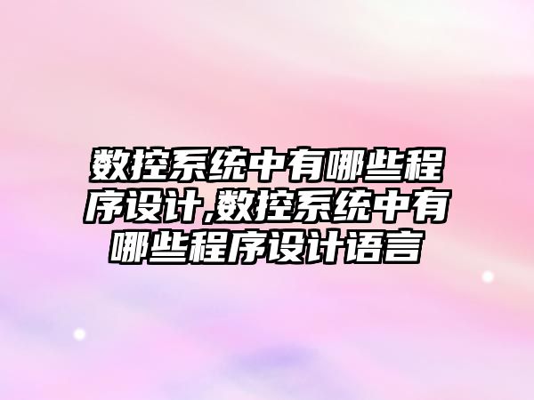 數控系統中有哪些程序設計,數控系統中有哪些程序設計語言