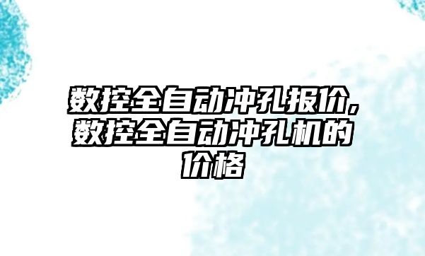 數控全自動沖孔報價,數控全自動沖孔機的價格