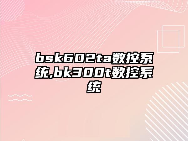 bsk602ta數控系統,bk300t數控系統