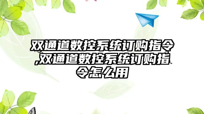 雙通道數控系統訂購指令,雙通道數控系統訂購指令怎么用