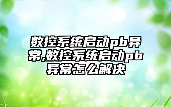 數控系統啟動pb異常,數控系統啟動pb異常怎么解決