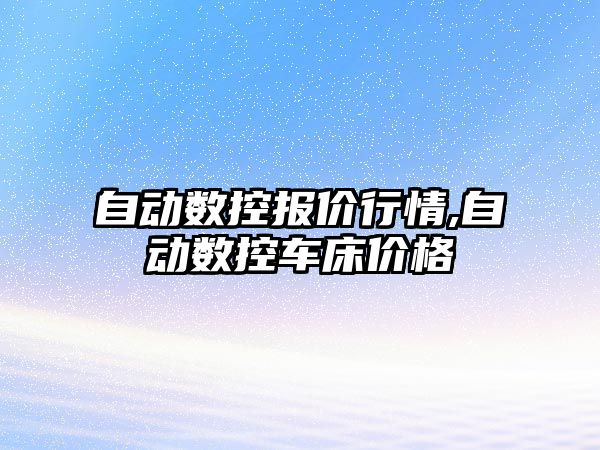 自動數控報價行情,自動數控車床價格