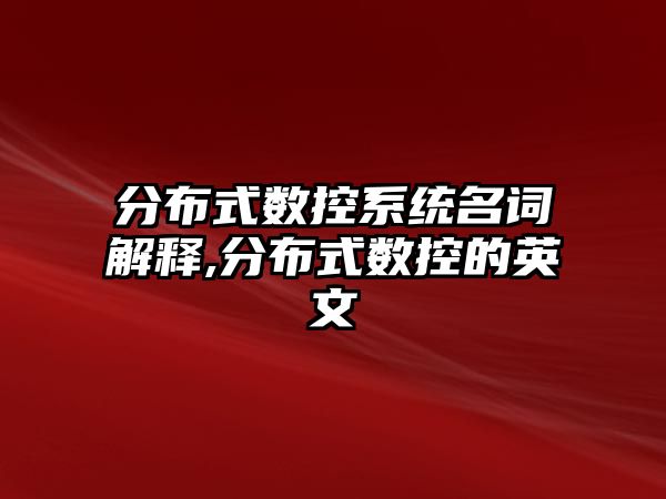 分布式數控系統名詞解釋,分布式數控的英文