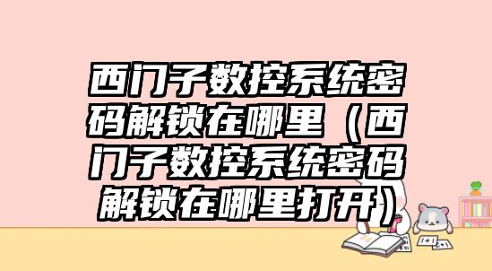 西門子數控系統密碼解鎖在哪里（西門子數控系統密碼解鎖在哪里打開）