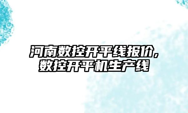 河南數控開平線報價,數控開平機生產線