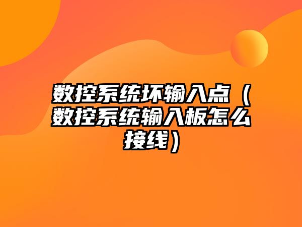 數控系統壞輸入點（數控系統輸入板怎么接線）