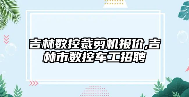 吉林數控裁剪機報價,吉林市數控車工招聘