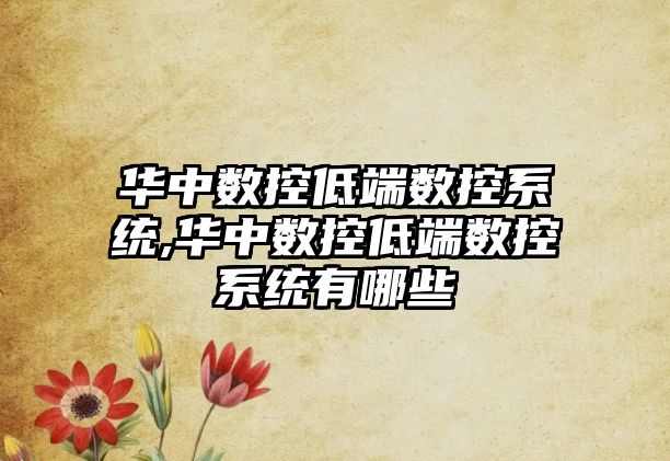 華中數控低端數控系統,華中數控低端數控系統有哪些