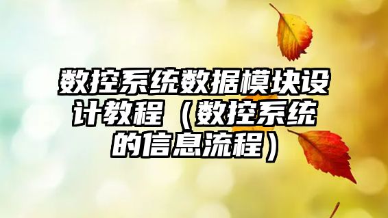 數控系統數據模塊設計教程（數控系統的信息流程）