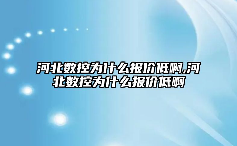 河北數控為什么報價低啊,河北數控為什么報價低啊