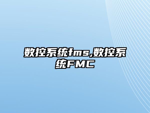 數控系統fms,數控系統FMC