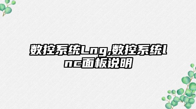 數控系統Lng,數控系統lnc面板說明