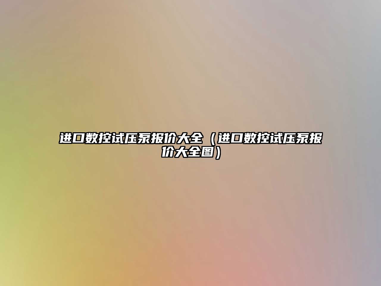 進口數控試壓泵報價大全（進口數控試壓泵報價大全圖）