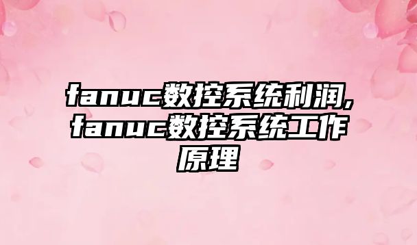 fanuc數控系統利潤,fanuc數控系統工作原理