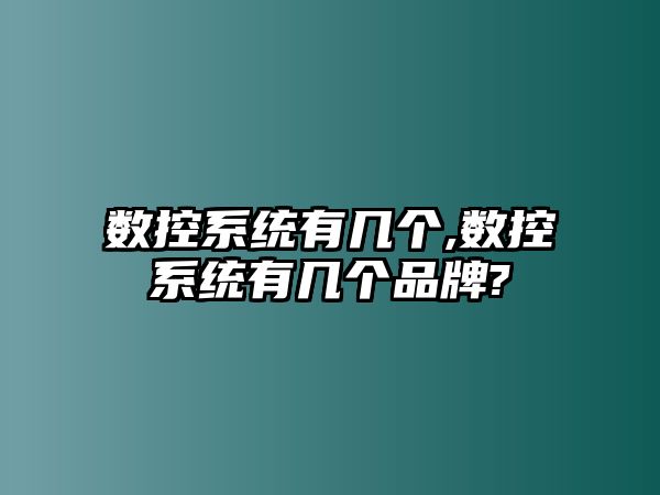 數(shù)控系統(tǒng)有幾個(gè),數(shù)控系統(tǒng)有幾個(gè)品牌?