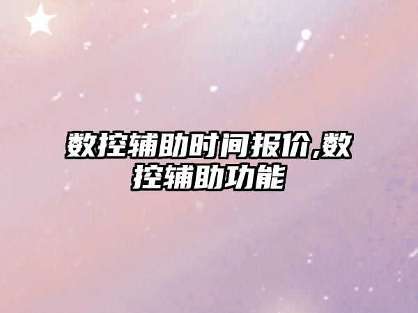 數(shù)控輔助時間報價,數(shù)控輔助功能