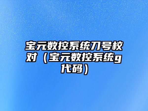 寶元數控系統刀號校對（寶元數控系統g代碼）