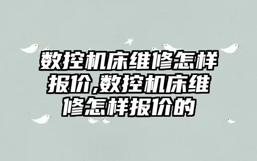 數控機床維修怎樣報價,數控機床維修怎樣報價的