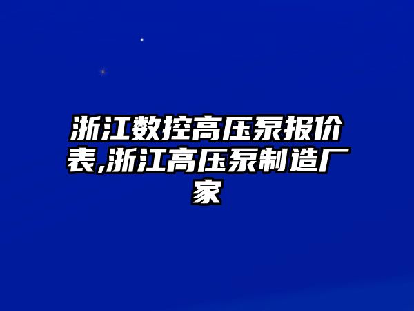 浙江數控高壓泵報價表,浙江高壓泵制造廠家