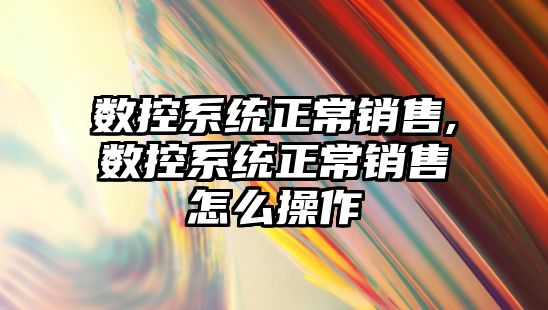 數控系統正常銷售,數控系統正常銷售怎么操作