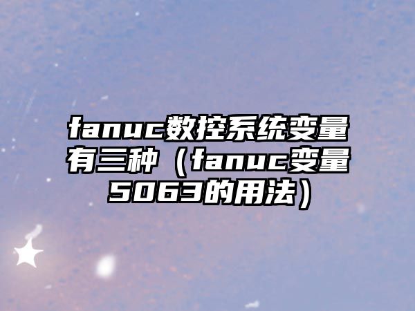 fanuc數控系統變量有三種（fanuc變量5063的用法）