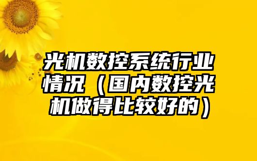 光機數控系統行業(yè)情況（國內數控光機做得比較好的）