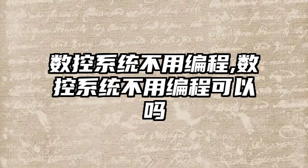 數(shù)控系統(tǒng)不用編程,數(shù)控系統(tǒng)不用編程可以嗎