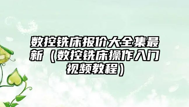 數控銑床報價大全集最新（數控銑床操作入門視頻教程）