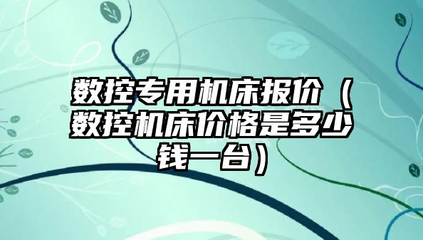 數控專用機床報價（數控機床價格是多少錢一臺）