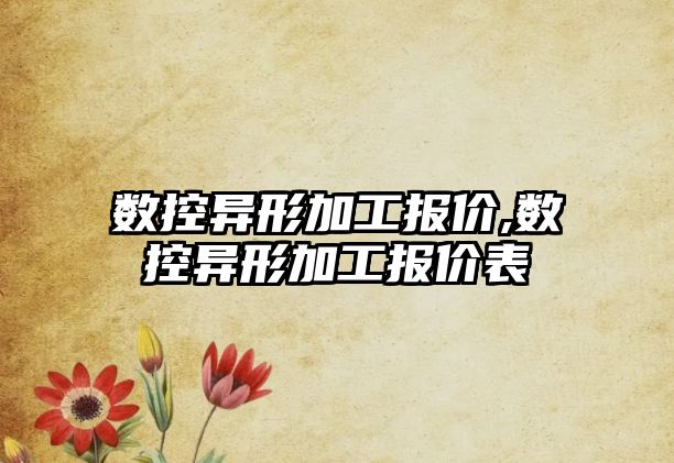 數控異形加工報價,數控異形加工報價表