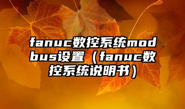 fanuc數控系統modbus設置（fanuc數控系統說明書）